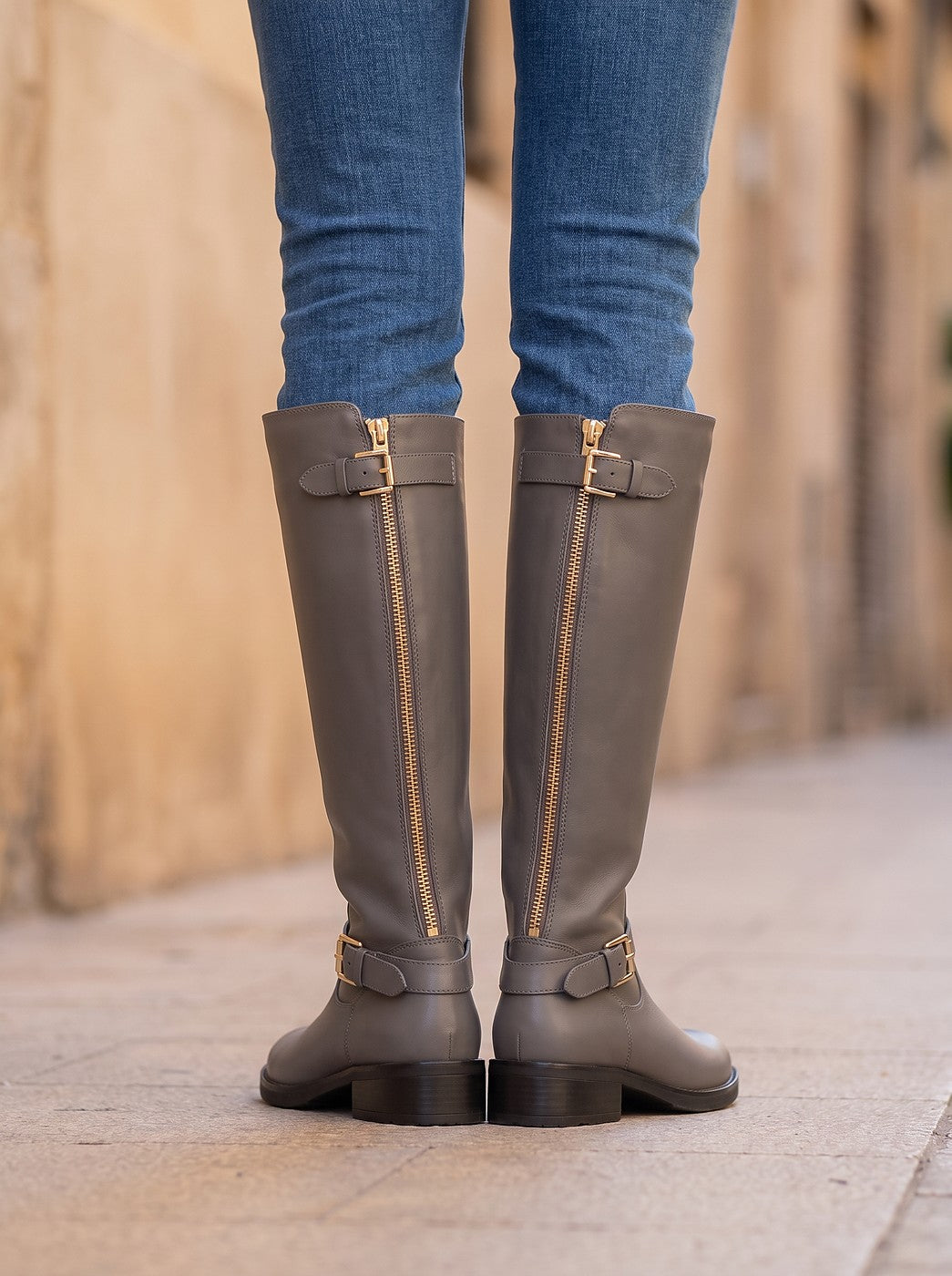Women's Tall Boots Front Zipper Ankle Strap