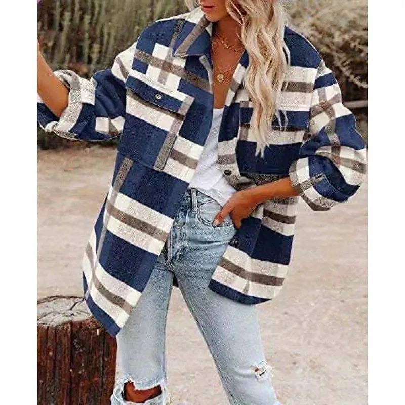 Women's Plaid Flannel Shacket Button Down