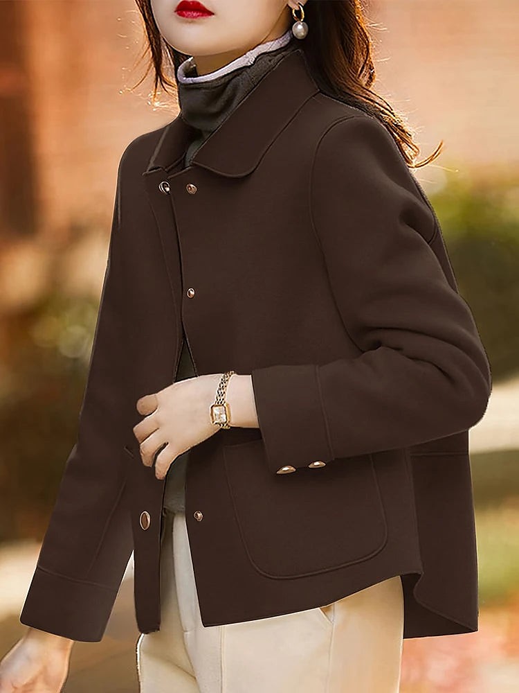 Women's Collared Button Front Short Coat