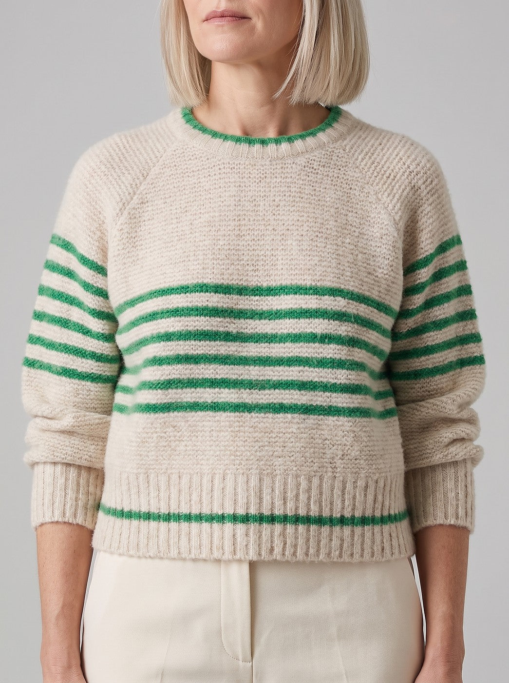 Women's Fuzzy Knit Stripe Winter Sweater