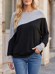 Women's Diagonal Colorblock Dolman Sleeve Top