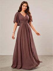 Women's Vintage Neckline Evening Dress in Mauve