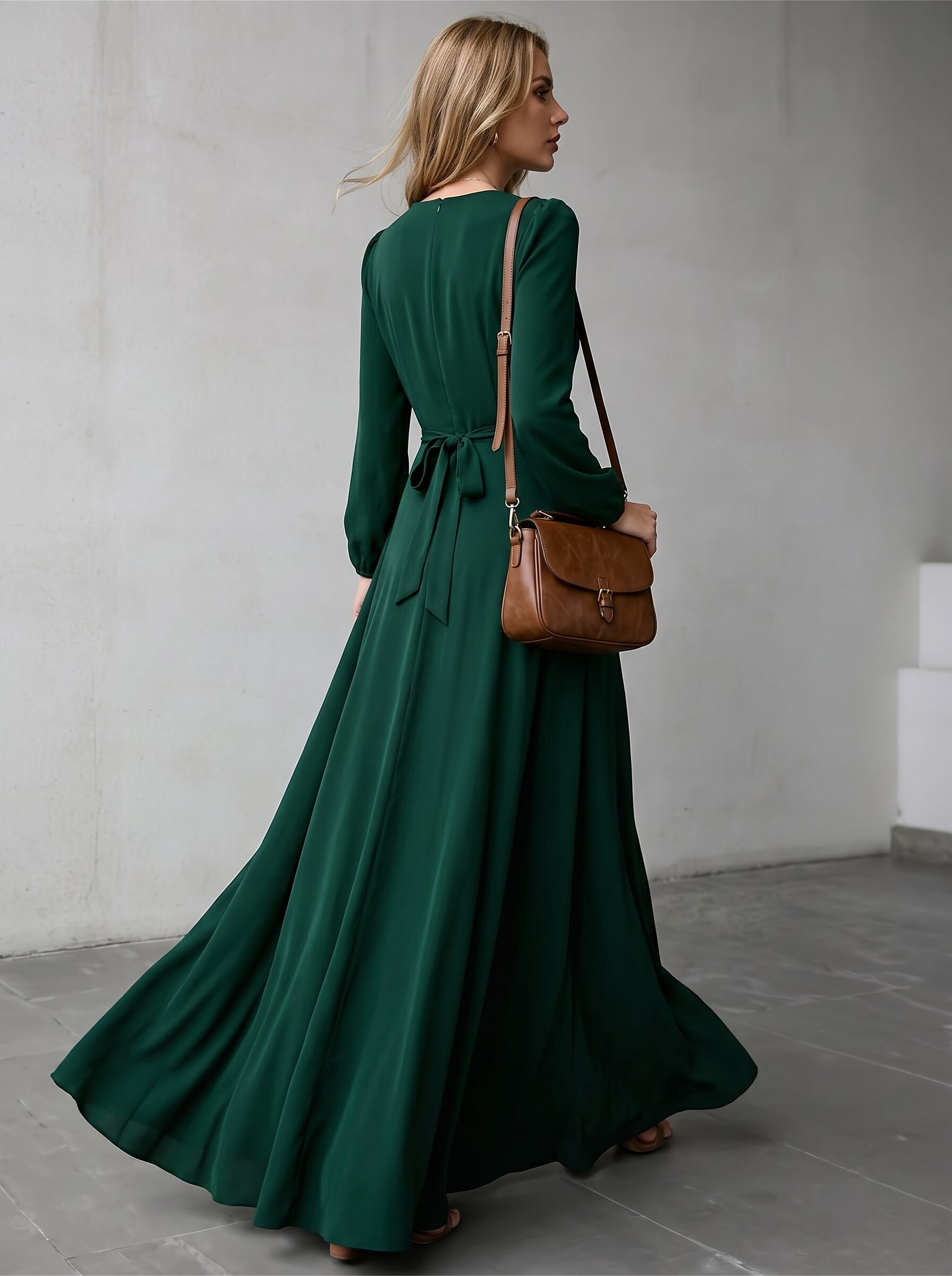 Women's Vintage Neckline Evening Dress in Satin