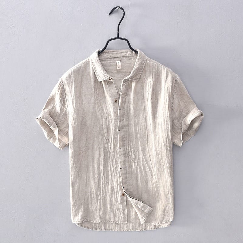 Men's 100% Linen Button-Down Shirt