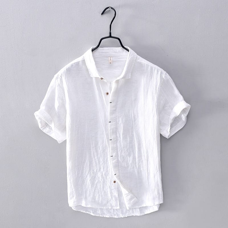 Men's 100% Linen Button-Down Shirt