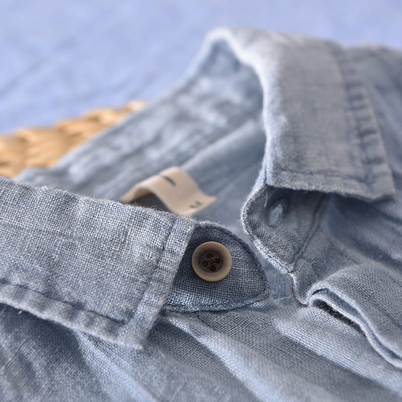 Men's 100% Linen Button-Down Shirt