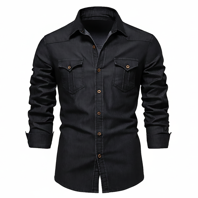 Men's Adaptive Fit Cotton Denim Button-Down Shirt