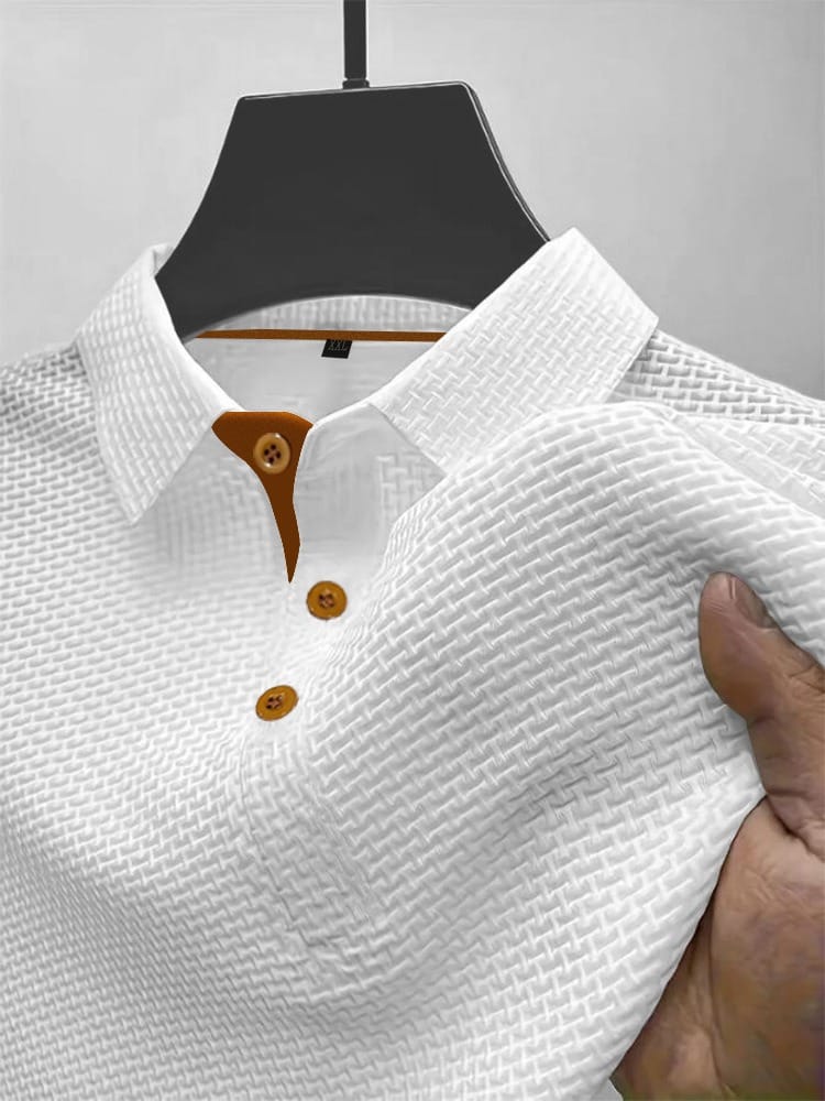 Men's Basketweave Spandex Blend Polo Shirt
