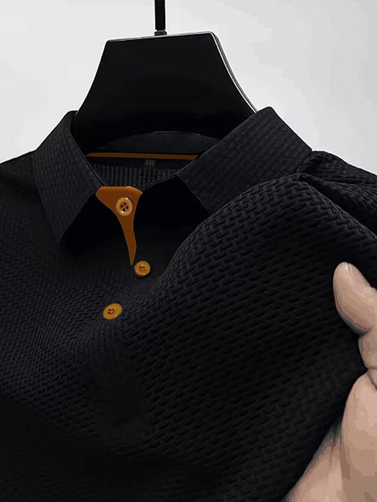 Men's Basketweave Spandex Blend Polo Shirt