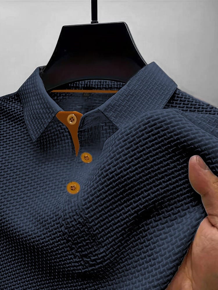 Men's Basketweave Spandex Blend Polo Shirt