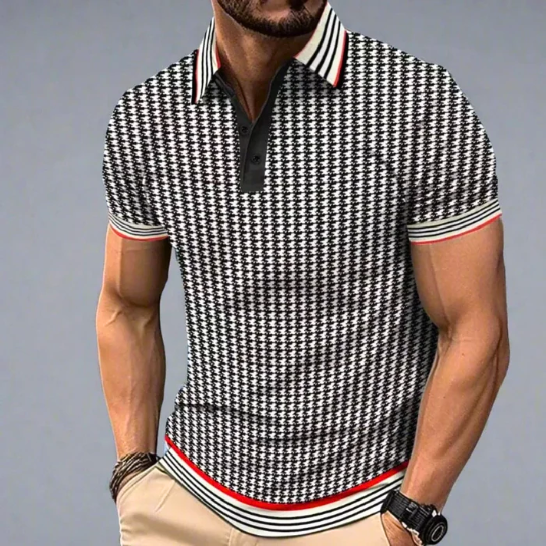 Men's Bold Plaid Short Sleeve Polo Shirt