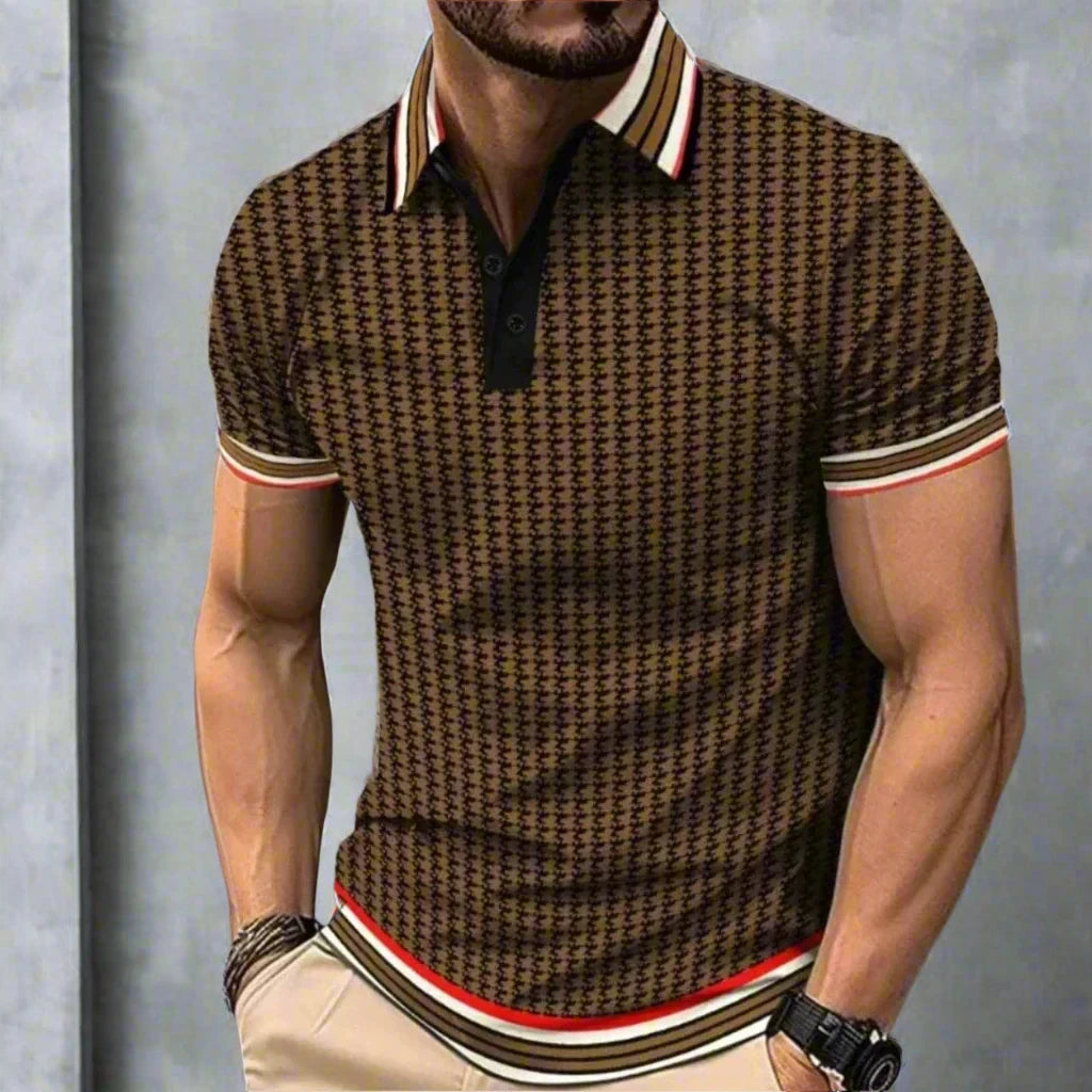 Men's Bold Plaid Short Sleeve Polo Shirt