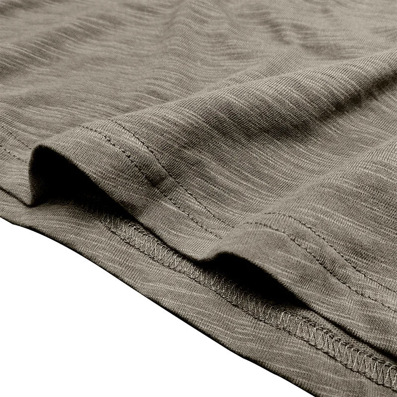Men's Breathable Cotton-Blend Long Sleeve Henley T-Shirt