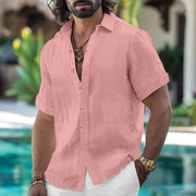 Men's Breathable Cotton-Linen Short Sleeve Shirt