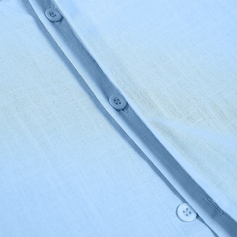 Men's Breathable Cotton-Linen Short Sleeve Shirt