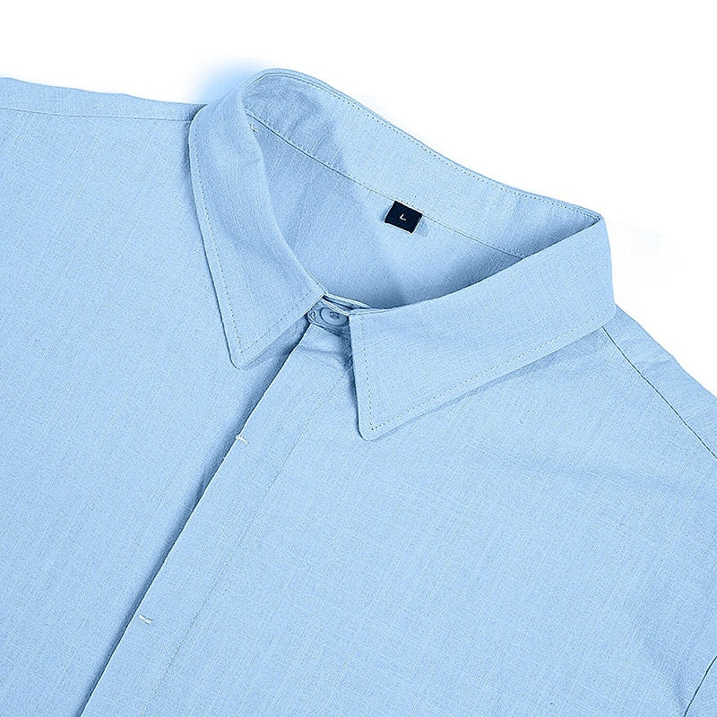 Men's Breathable Cotton-Linen Short Sleeve Shirt