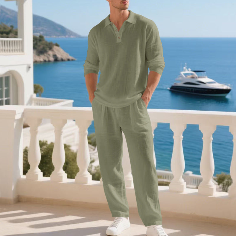 Men's Breathable Cotton Blend Leisure Suit