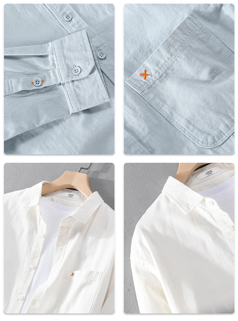 Men's Breathable Cotton Button-Down Dress Shirt