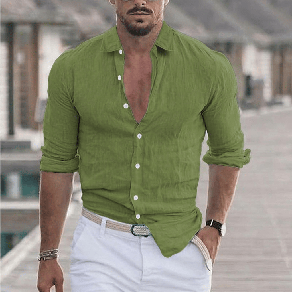 Men's Breathable Cotton Button-Down Shirt