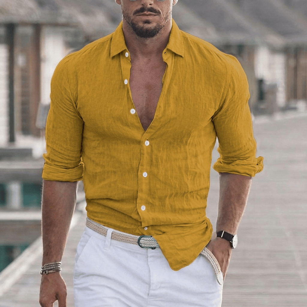 Men's Breathable Cotton Button-Down Shirt