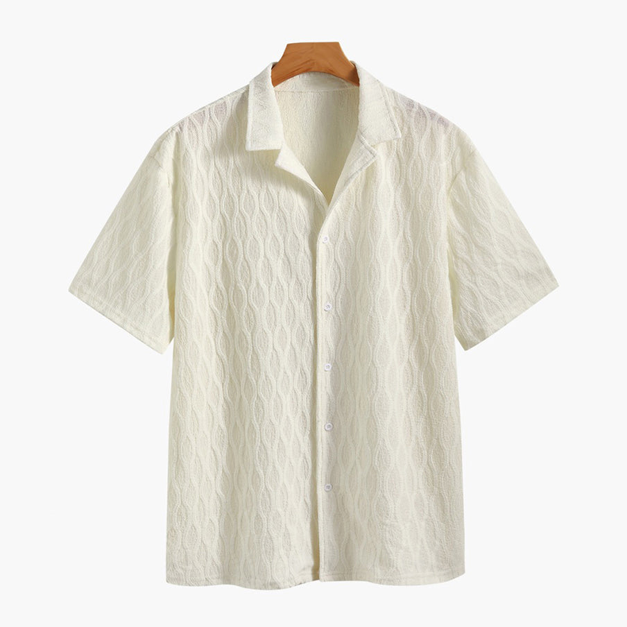 Men's Breathable Cotton Button-Down Shirt and Shorts Set