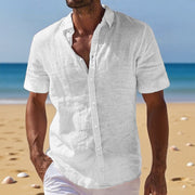 Men's Breathable Cotton Linen Button-Down Shirt