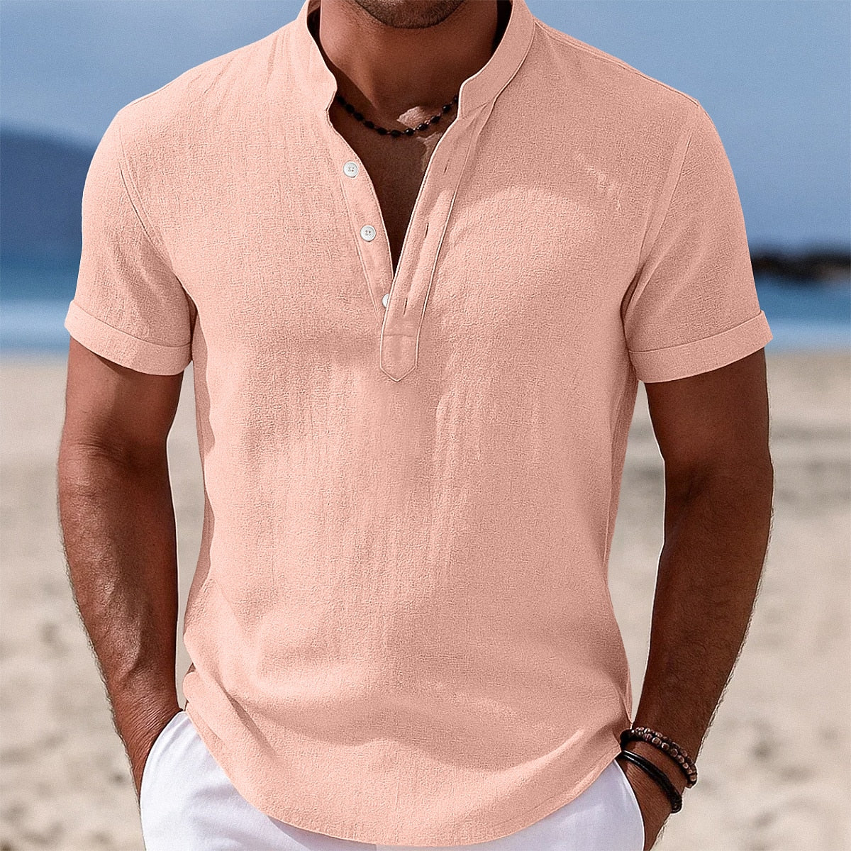 Men's Breathable Cotton Linen Button-Down Shirt