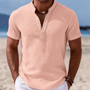 Men's Breathable Cotton Linen Button-Down Shirt