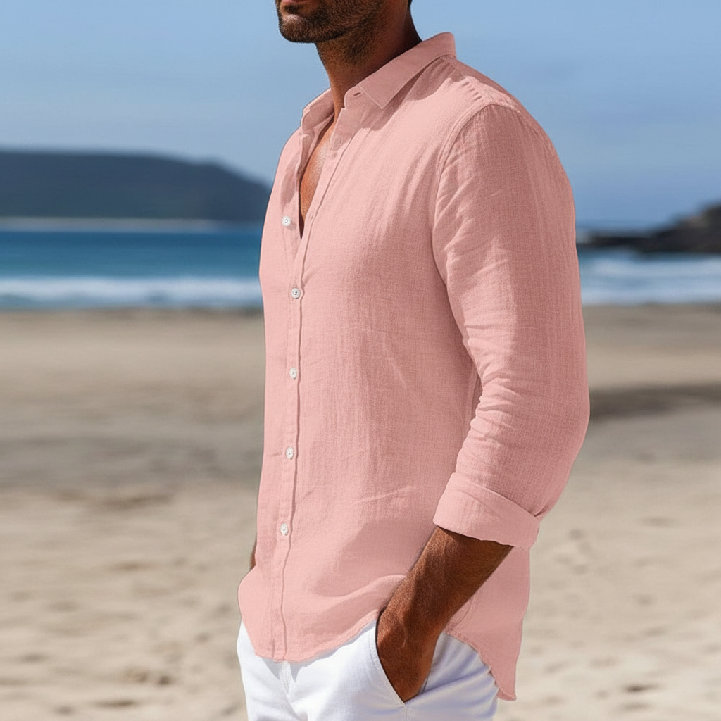 Men's Breathable Cotton Linen Button-Down Shirt