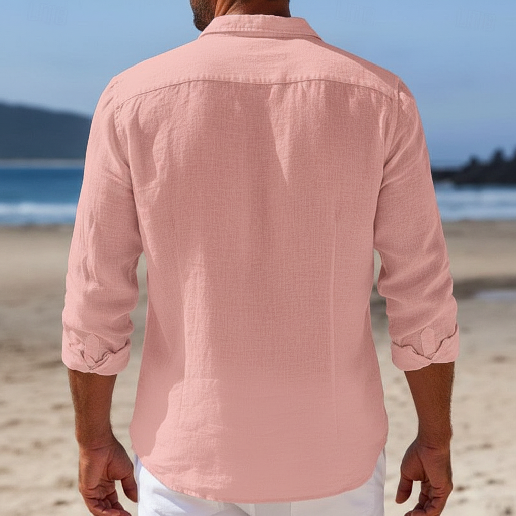 Men's Breathable Cotton Linen Button-Down Shirt