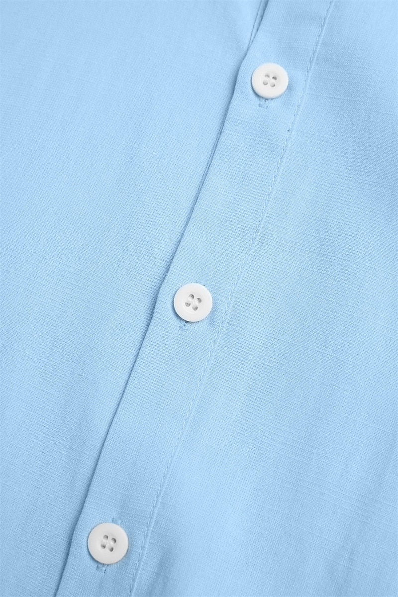 Men's Breathable Cotton Linen Button-Down Shirt