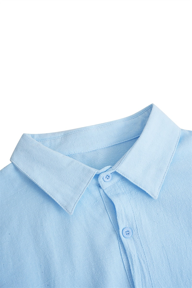 Men's Breathable Cotton Linen Button-Down Shirt