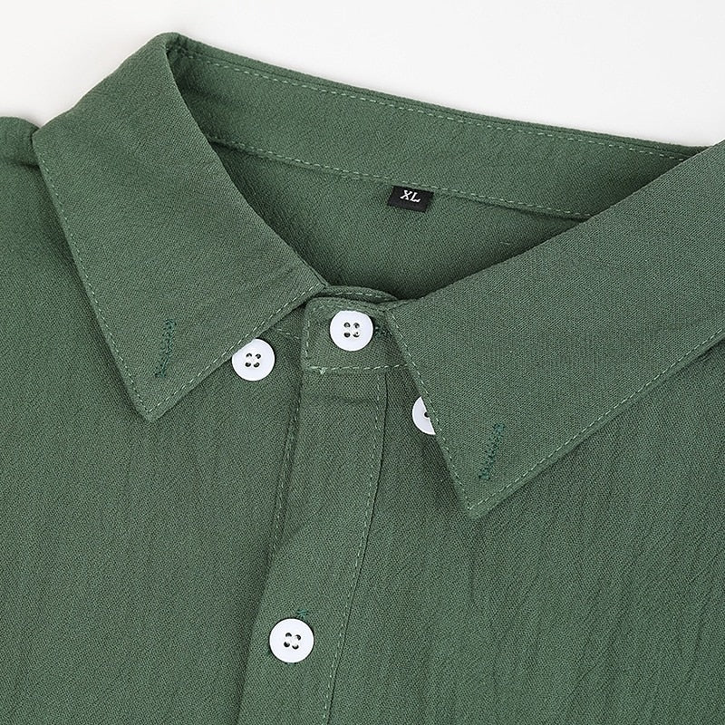 Men's Breathable Cotton Linen Button-Down Shirt