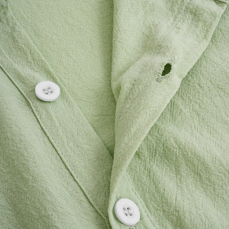Men's Breathable Cotton Linen Button-Down Shirt