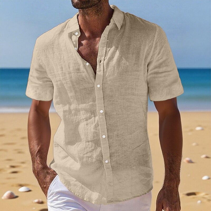 Men's Breathable Cotton Linen Button-Down Shirt