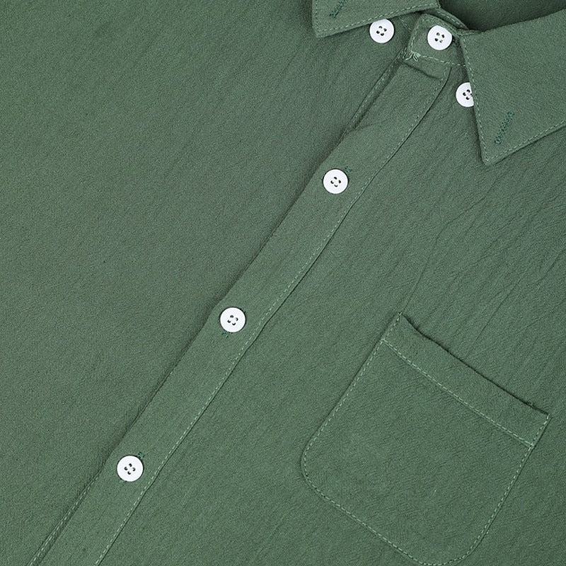 Men's Breathable Cotton Linen Button-Down Shirt