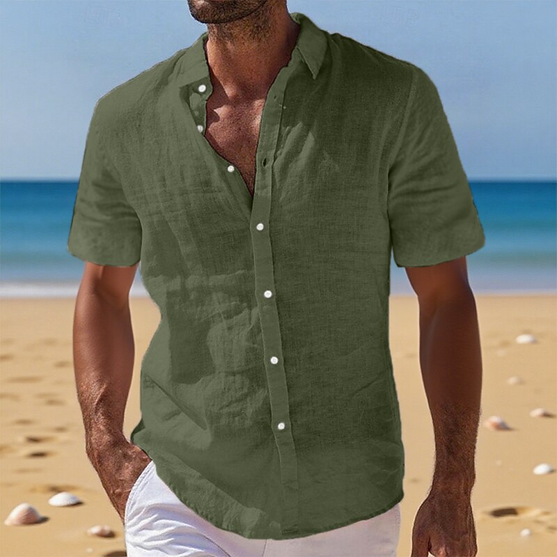 Men's Breathable Cotton Linen Button-Down Shirt