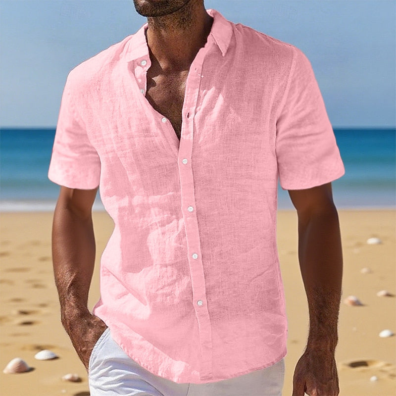 Men's Breathable Cotton Linen Button-Down Shirt