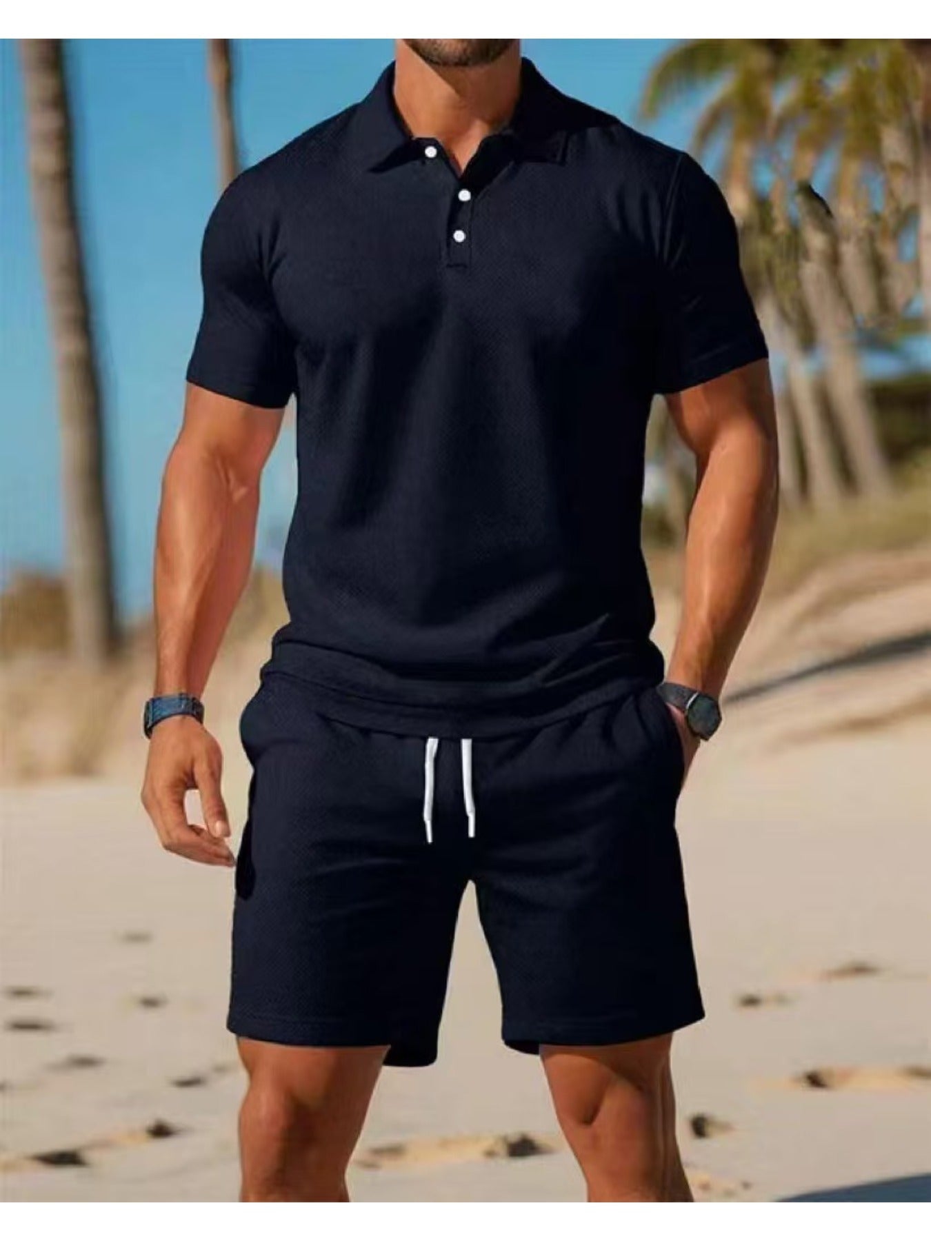 Men's Breathable Fabric Short-Sleeved Suit