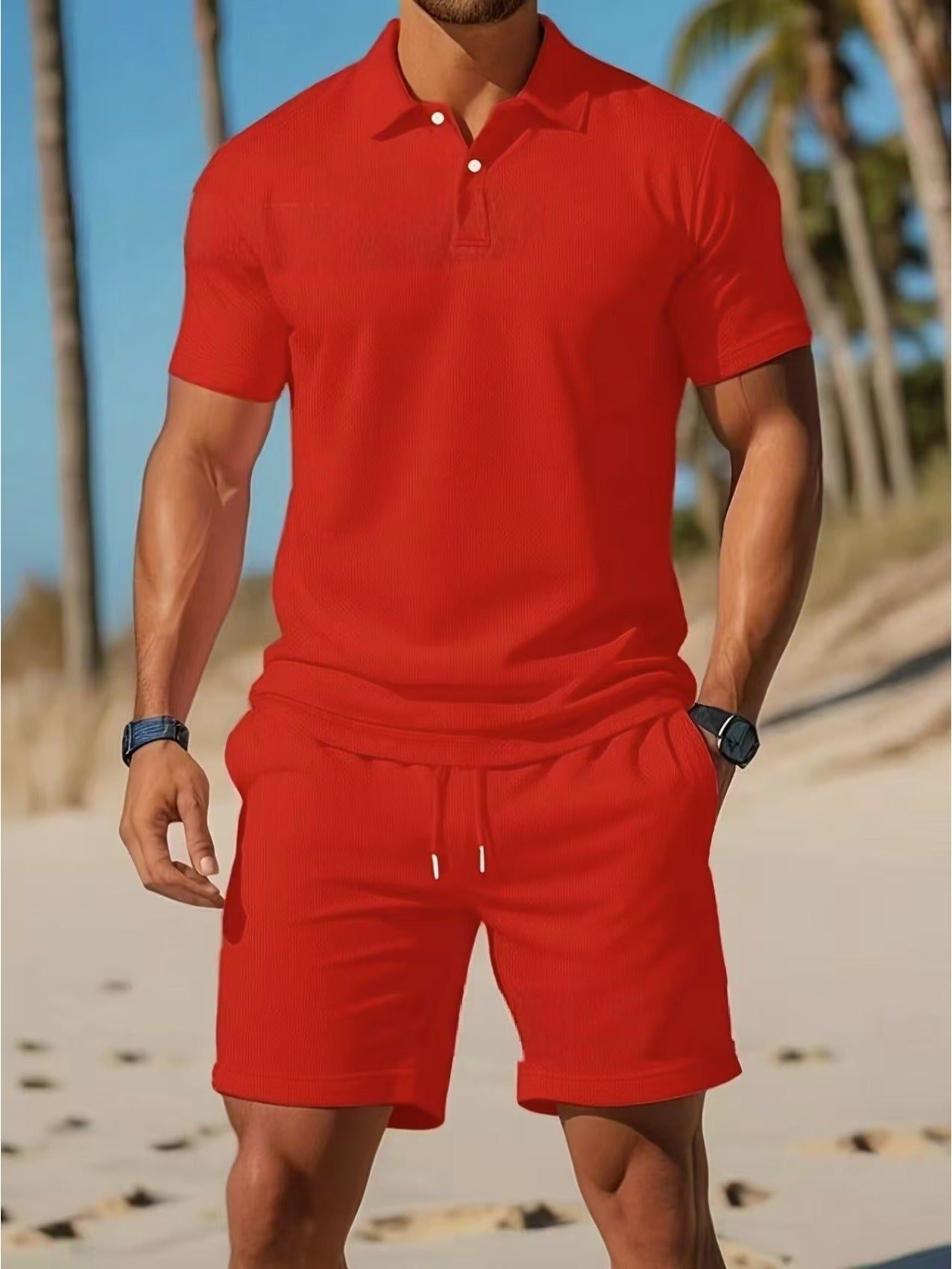 Men's Breathable Fabric Short-Sleeved Suit