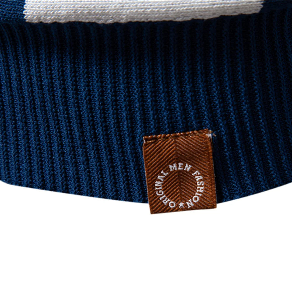Men's Breathable Knit Stripe Zip Polo Shirt