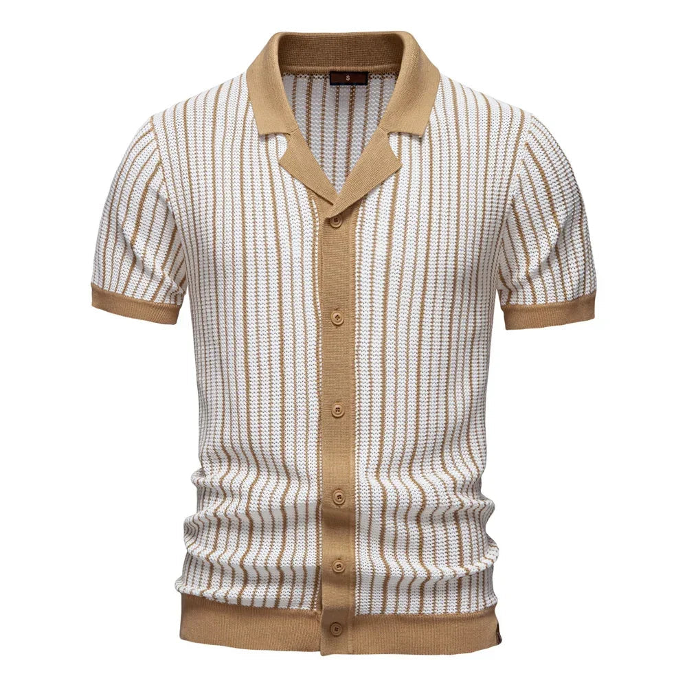 Men's Breathable Knitted Polo Shirt