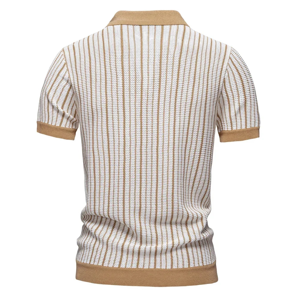 Men's Breathable Knitted Polo Shirt