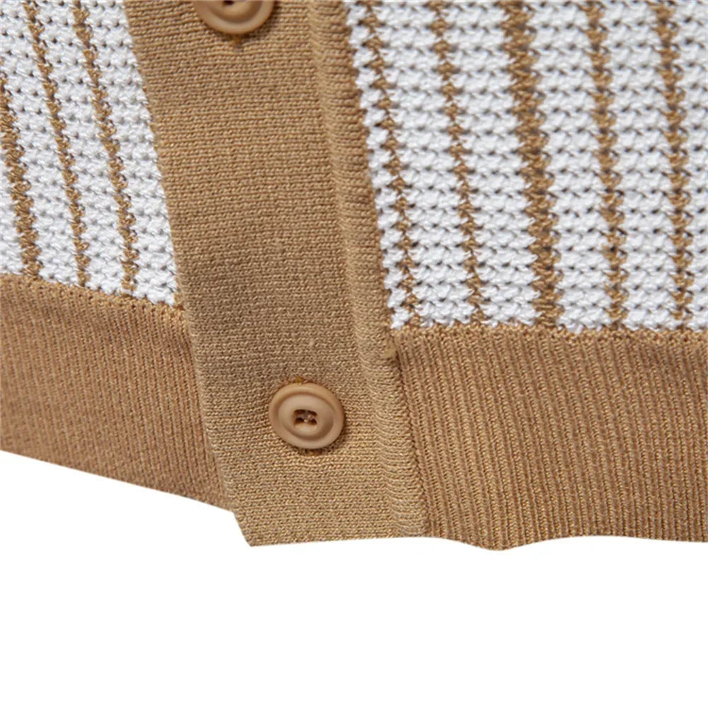 Men's Breathable Knitted Polo Shirt