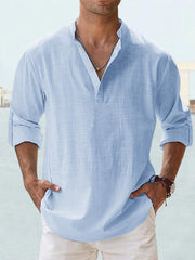 Men's Breathable Linen Button-Down Dress Shirt
