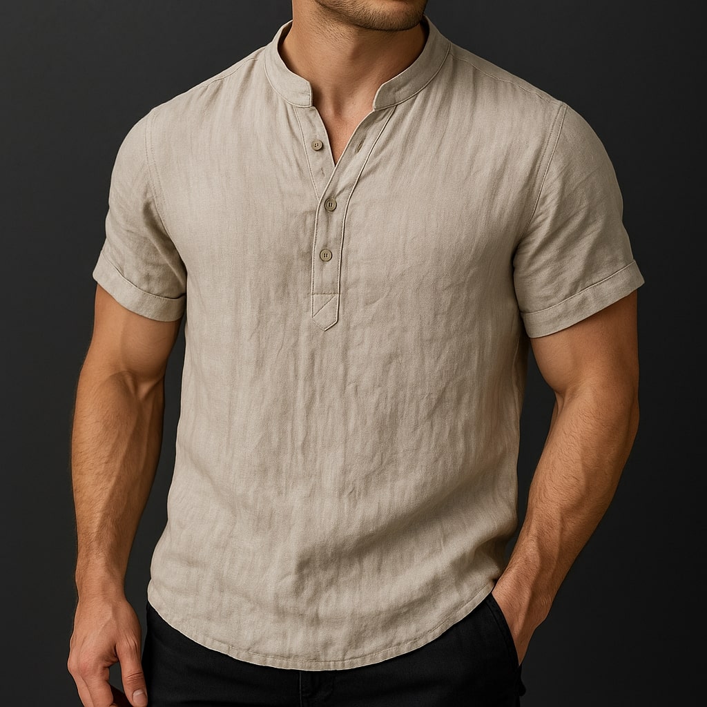 Men's Breathable Linen Button-Down Shirt