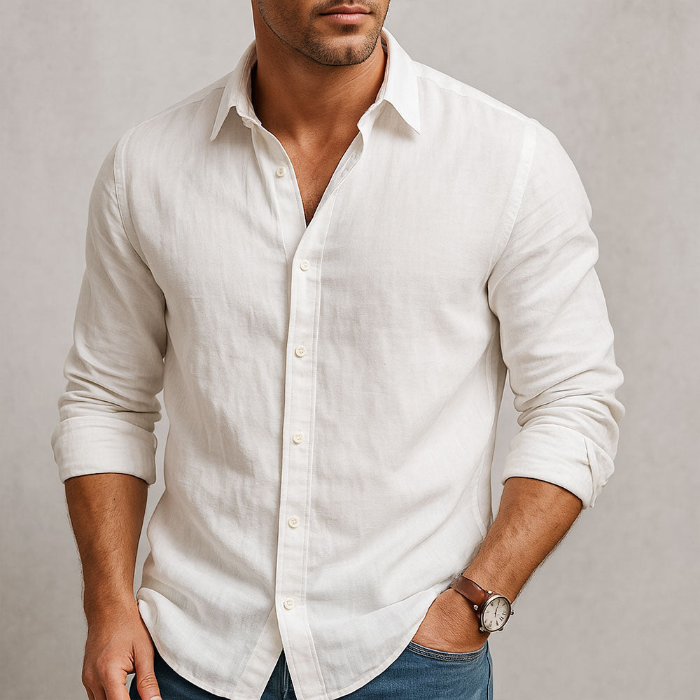 Men's Breathable Linen Button-Down Shirt