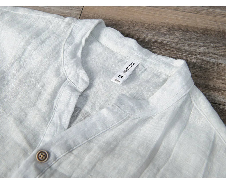 Men's Breathable Linen Button-Down Shirt