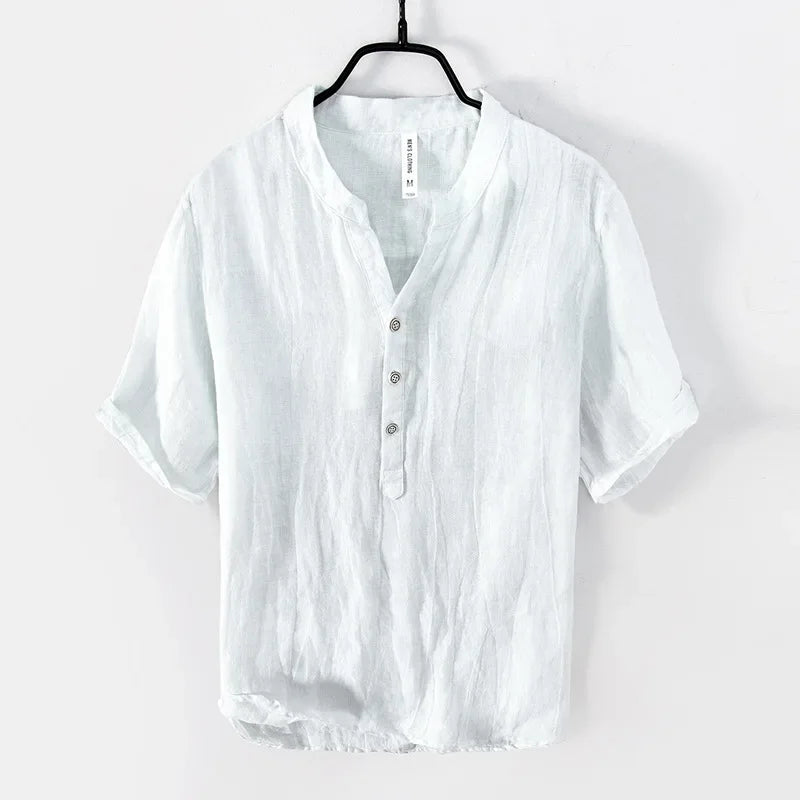 Men's Breathable Linen Button-Down Shirt