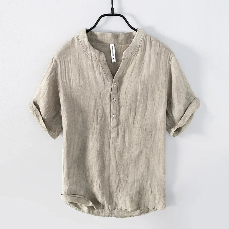 Men's Breathable Linen Button-Down Shirt